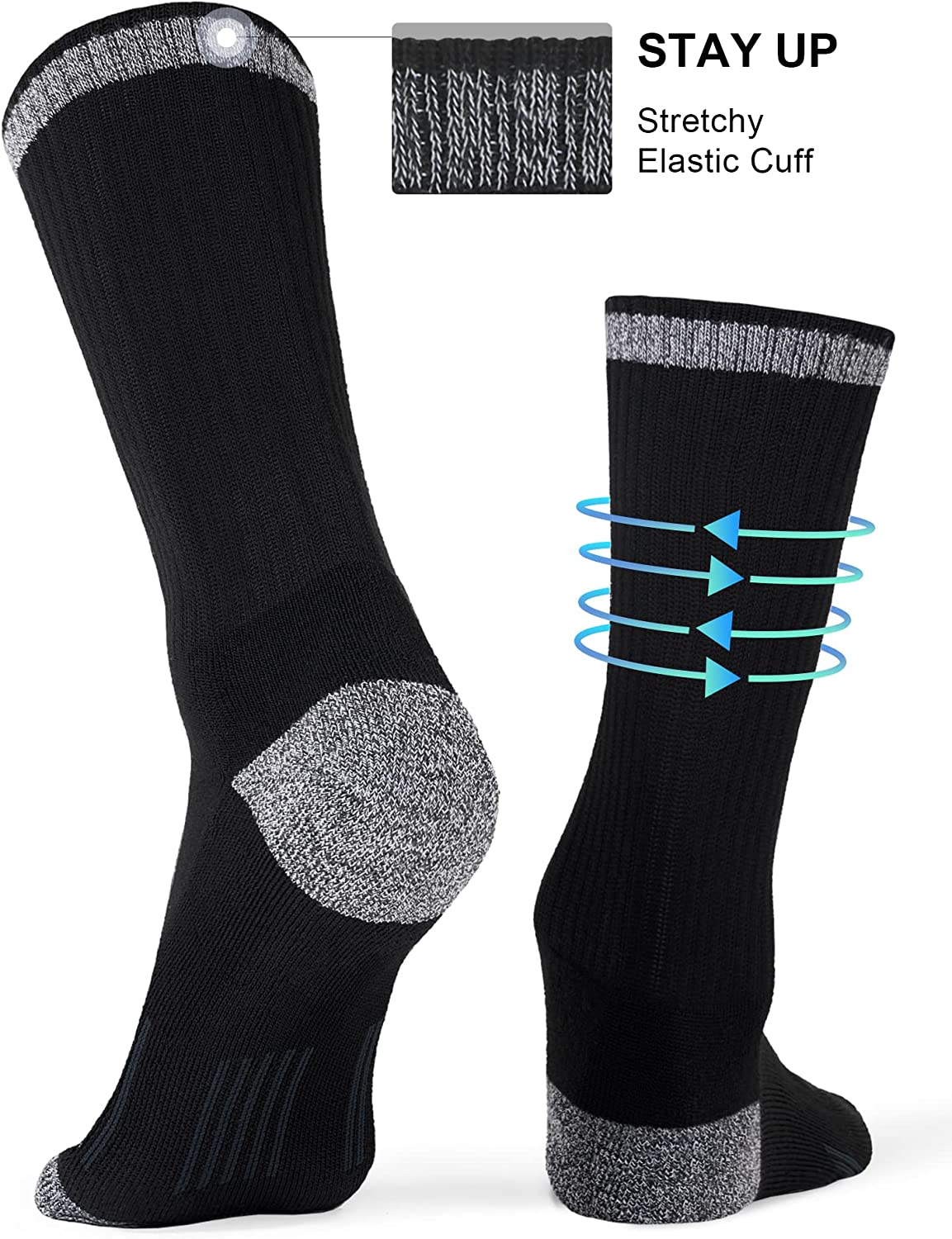 FITRELL 6 Pack Men's Athletic Crew Socks Cushioned Work Boot Socks Size 9-12/12-15 - Image 4